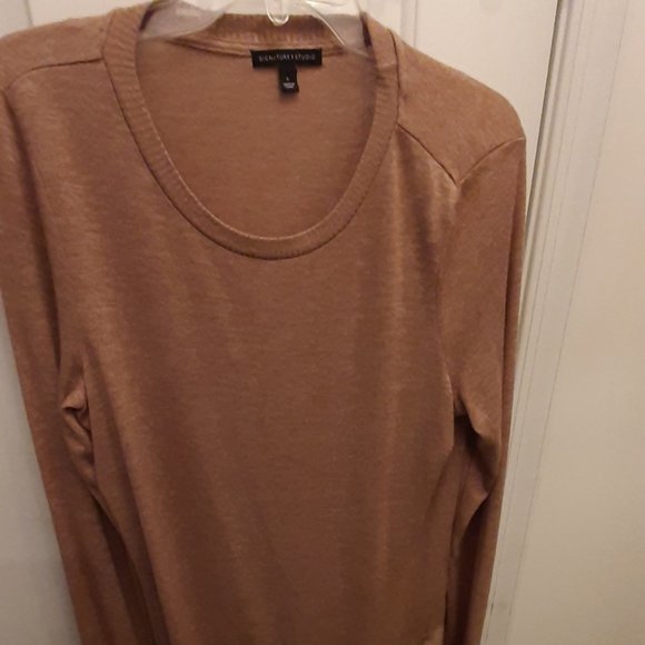 Signature Studio Sz L Tan/Lt Brown, soft, lightweight tunic sweater, long sleeve - Picture 1 of 11